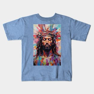 Black Abstract Art Jesus Christ Kids T-Shirt